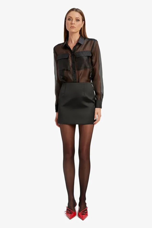 Women Bardot Skirts Mya Satin Mini Skirt In Black Black Women Bardot Skirts Mya Satin Mini Skirt In Black Black