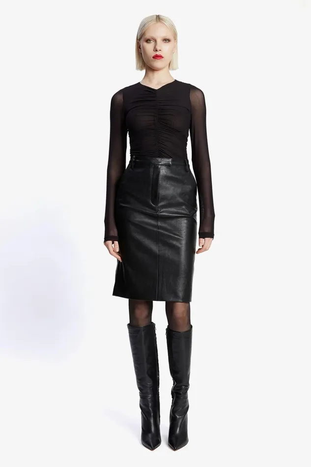Women Bardot Skirts Phenix Vegan Leather Skirt In Black Black Women Bardot Skirts Phenix Vegan Leather Skirt In Black Black
