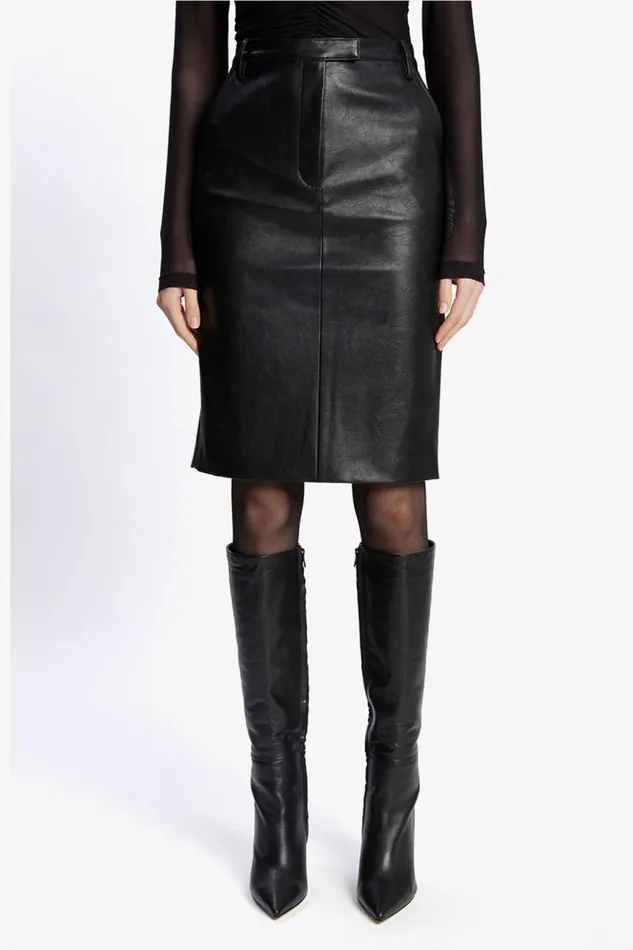 Women Bardot Skirts Phenix Vegan Leather Skirt In Black Black Women Bardot Skirts Phenix Vegan Leather Skirt In Black Black