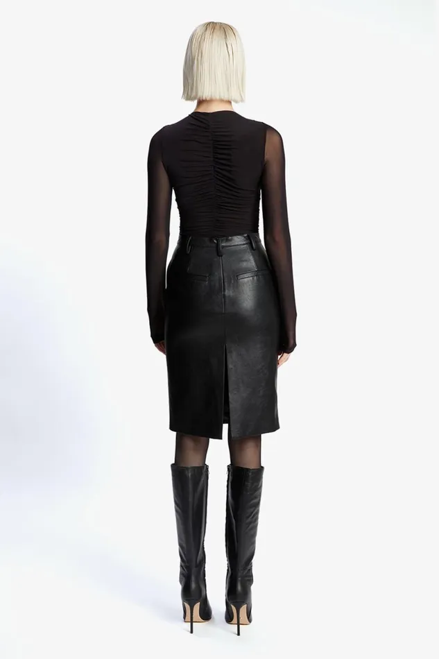 Women Bardot Skirts Phenix Vegan Leather Skirt In Black Black Women Bardot Skirts Phenix Vegan Leather Skirt In Black Black