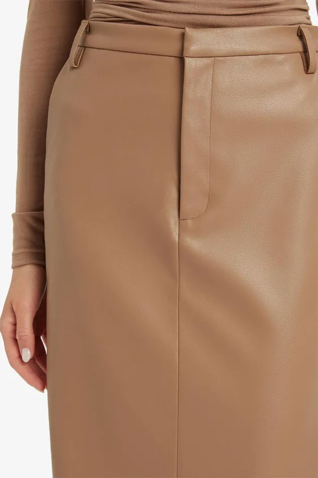 Women Bardot Skirts Tailored Vegan Leather Skirt In Soft Camel Soft Camel Women Bardot Skirts Tailored Vegan Leather Skirt In Soft Camel Soft Camel