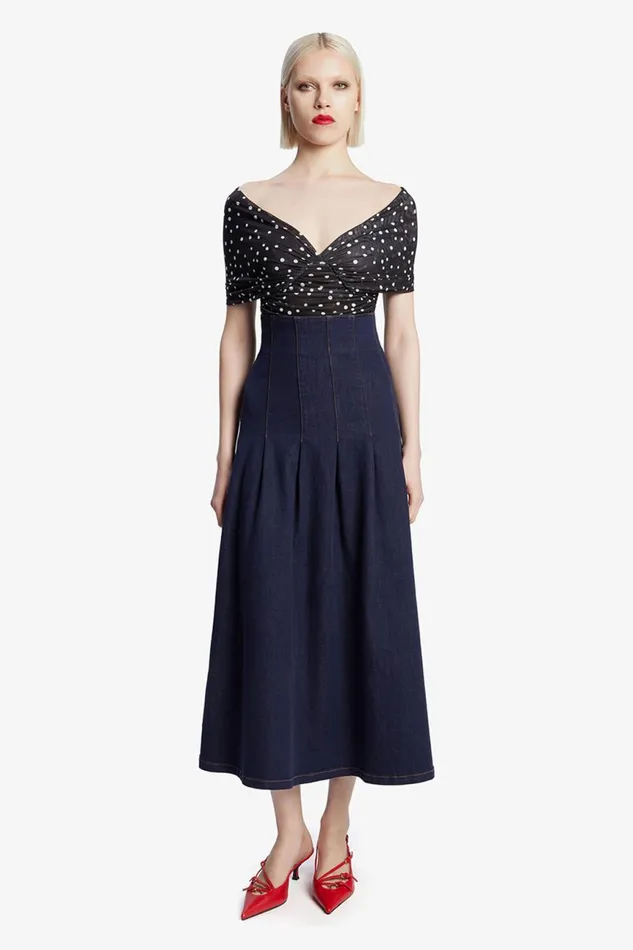 Women Bardot Skirts Zeta Denim Midi Skirt In Dark Dark Women Bardot Skirts Zeta Denim Midi Skirt In Dark Dark