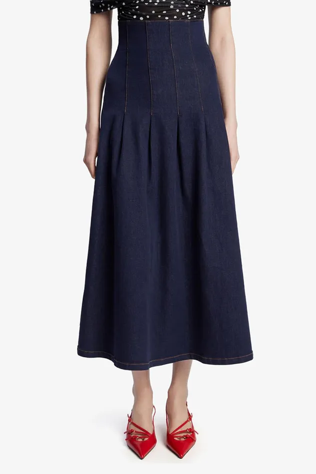 Women Bardot Skirts Zeta Denim Midi Skirt In Dark Dark Women Bardot Skirts Zeta Denim Midi Skirt In Dark Dark