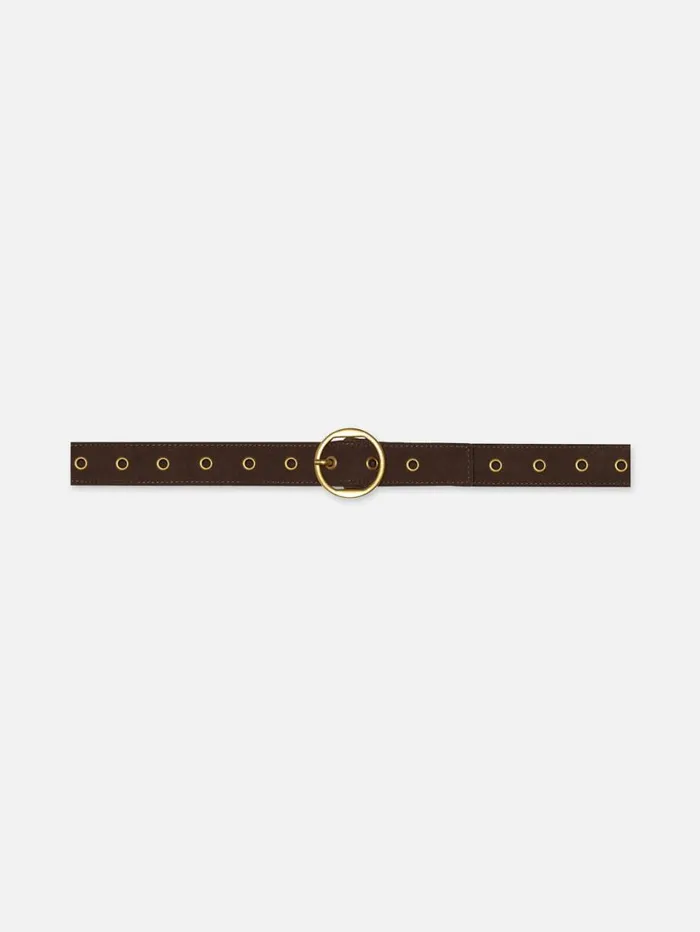 Women Belts FRAME Petit Circle Belt 8212 Espresso Suede