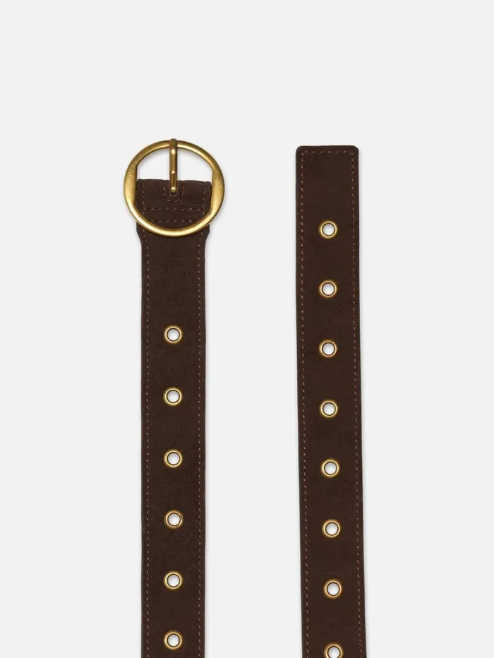 Women Belts FRAME Petit Circle Belt 8212 Espresso Suede