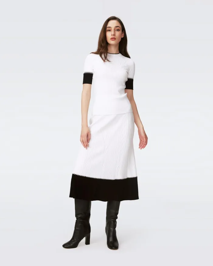 Women Benedetta Skirt Ivory And Black DVF Skirts
