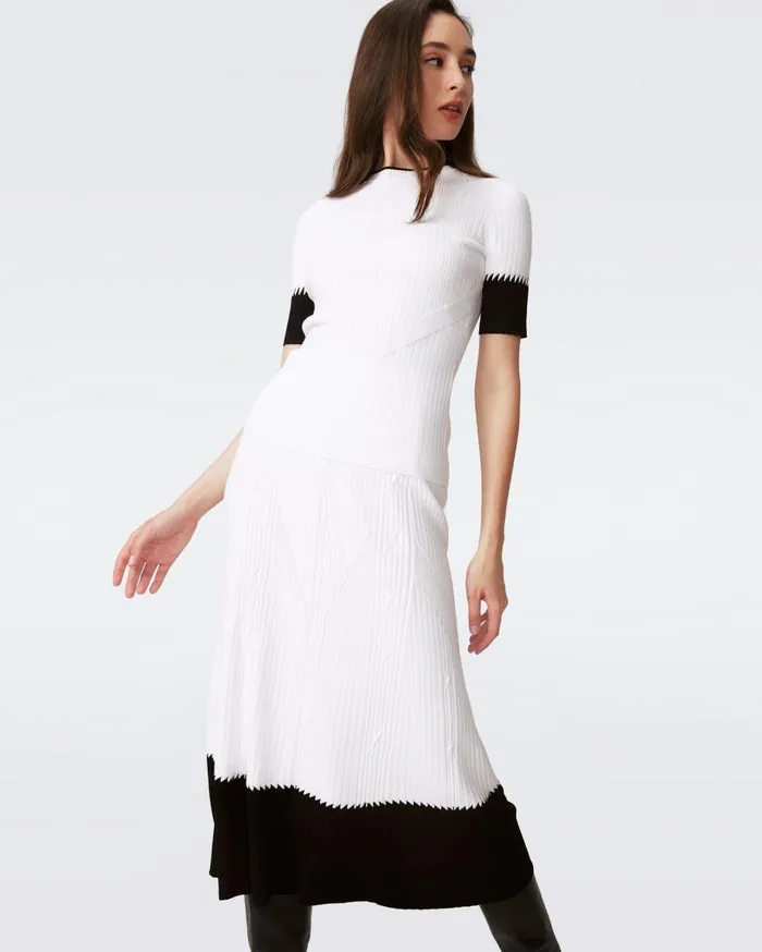 Women Benedetta Skirt Ivory And Black DVF Skirts
