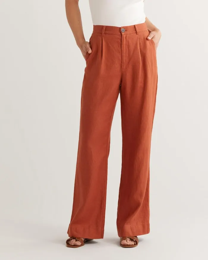Women BIRCH BAY LINEN TROUSER PANTS Redwood Pendleton Pants and Shorts