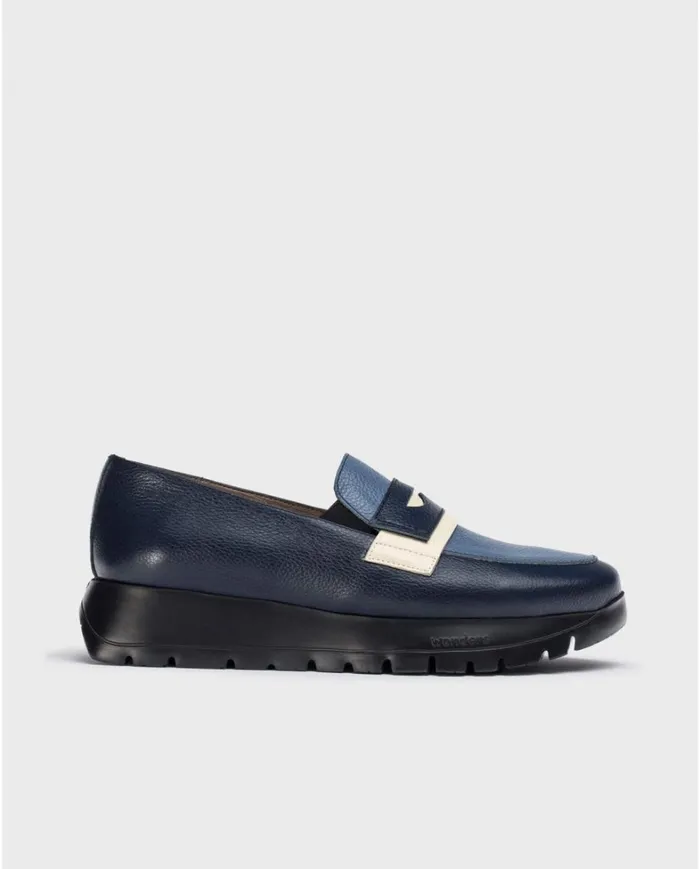 Women Blue MATERIA Moccasin Wonders Loafers