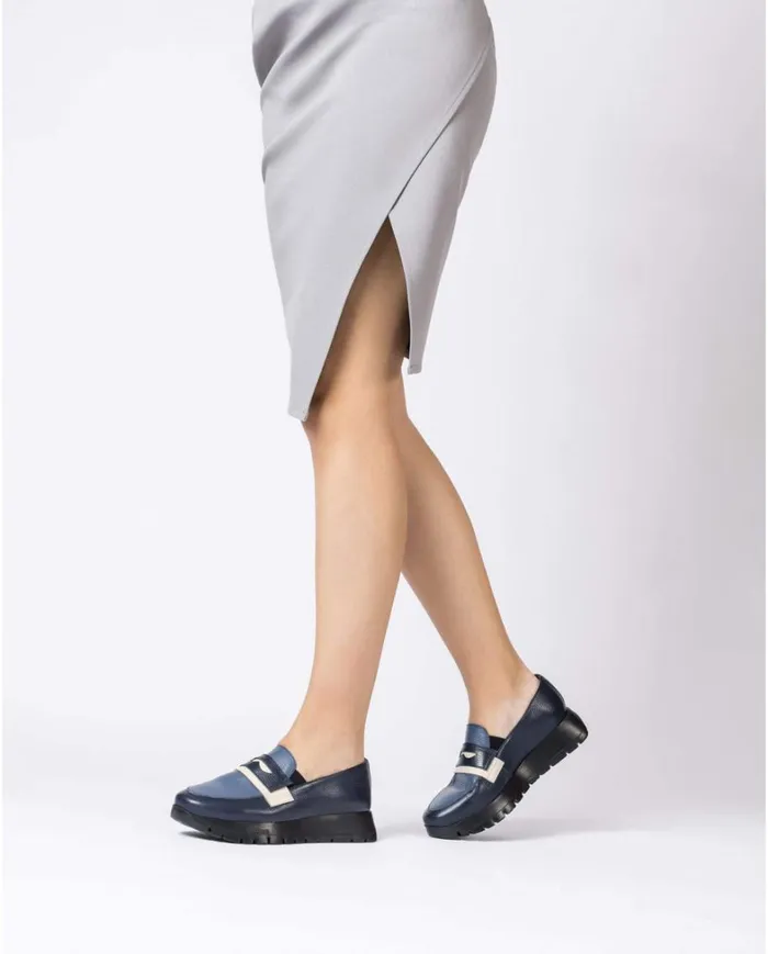 Women Blue MATERIA Moccasin Wonders Loafers Women Blue MATERIA Moccasin Wonders Loafers