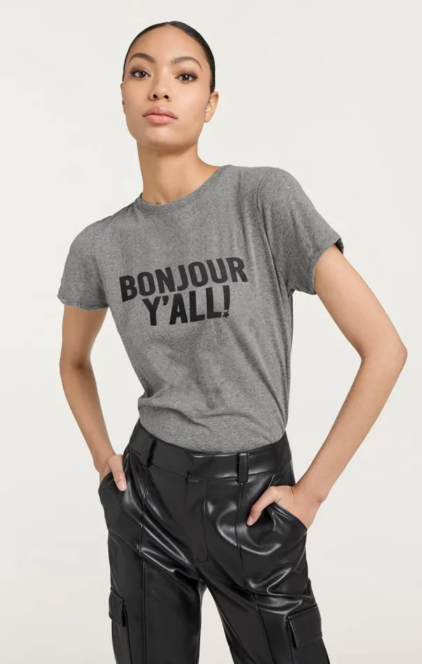 Women Bonjour Y039all Tee Heathergreyblack Cinq Sept Tees