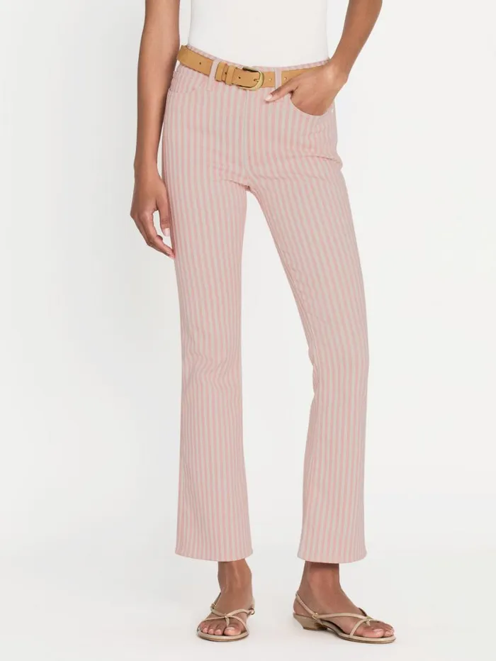 Women Bootcut FRAME Le Crop Mini Boot 8212 Dusty Pink Stripe