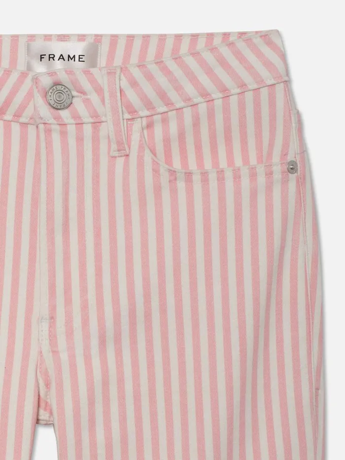Women Bootcut FRAME Le Crop Mini Boot 8212 Dusty Pink Stripe