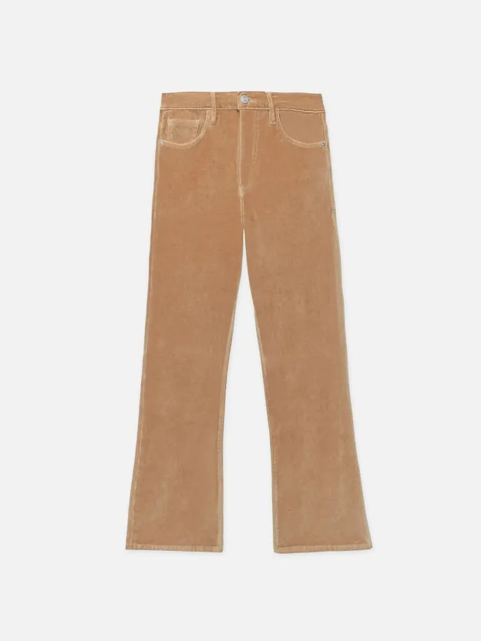 Women Bootcut FRAME Le Crop Mini Boot Velveteen 8212 Camel
