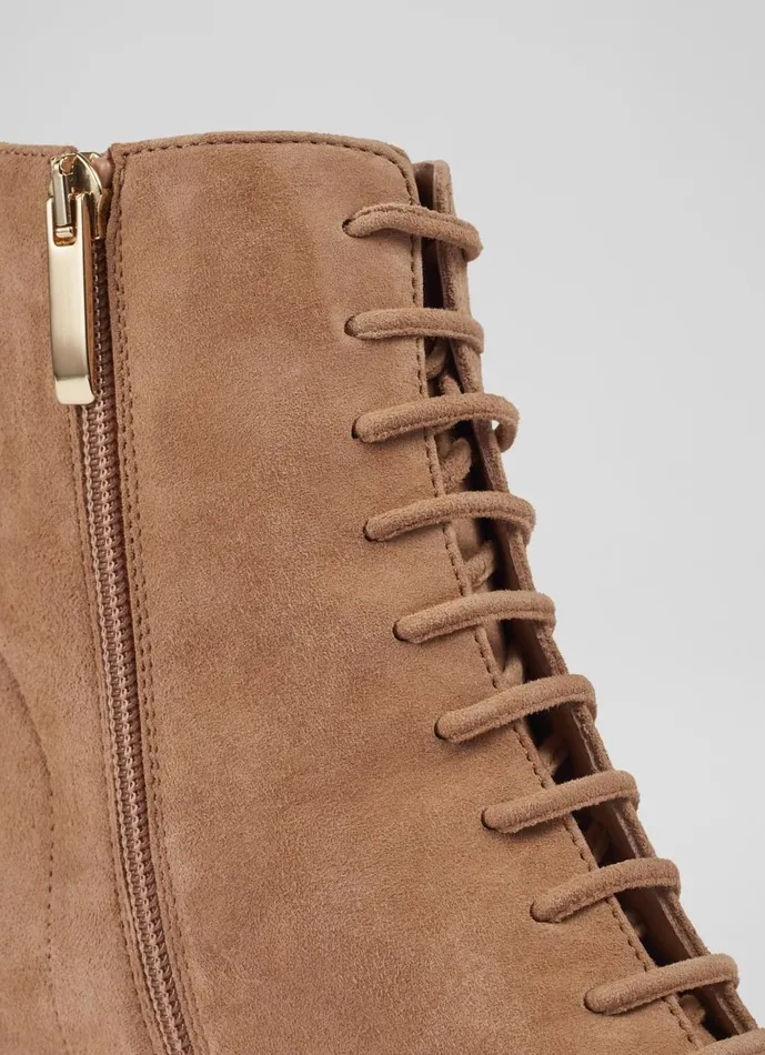 Women Boots LKBennett Arabella Tan Suede Lace Up Ankle Boots Brown