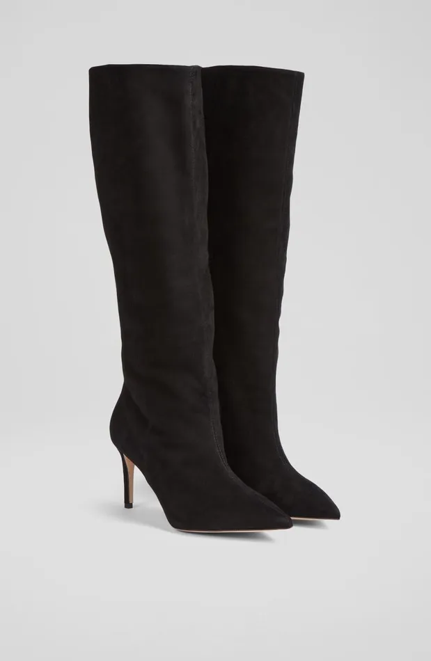 Women Boots LKBennett Astrid Black Suede Slouchy KneeHigh Boots Black Women Boots LKBennett Astrid Black Suede Slouchy KneeHigh Boots Black