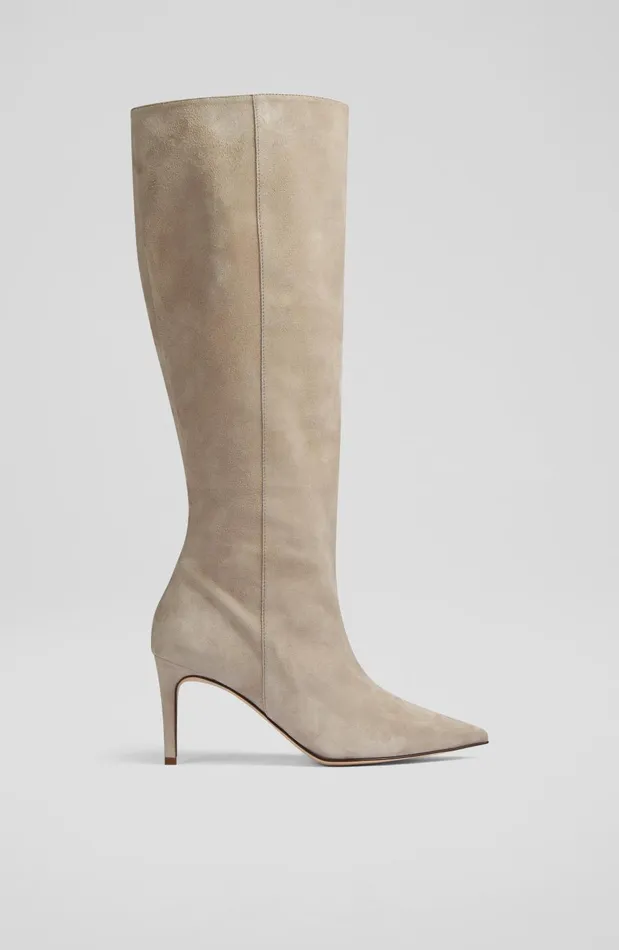 Women Boots LKBennett Astrid Grey Suede Slouchy KneeHigh Boots Grey