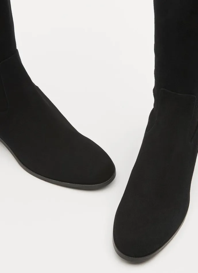 Women Boots LKBennett Bella Black Suede Knee Boots Black