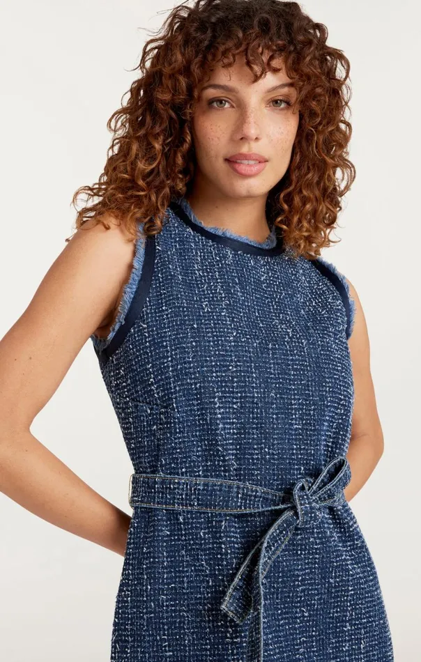 Women Boucle Denim Mindie Dress Indigo Cinq Sept Mini