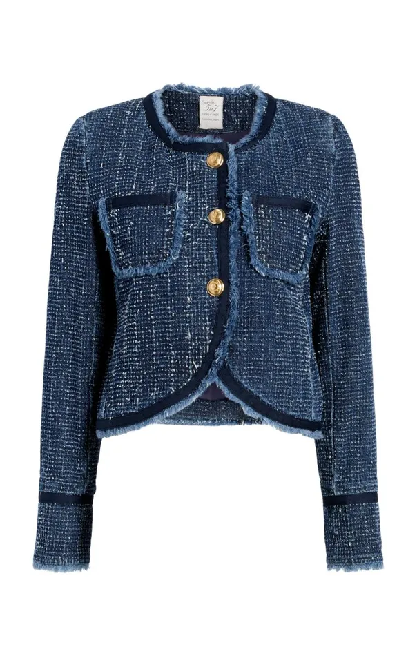 Women Boucle Denim Zanda Jacket Indigo Cinq Sept Denim