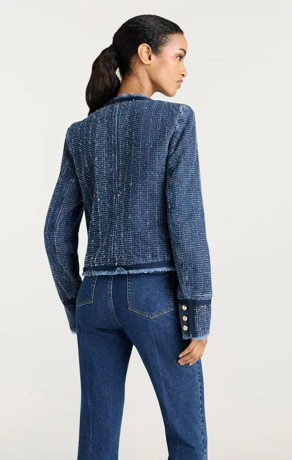 Women Boucle Denim Zanda Jacket Indigo Cinq Sept Denim