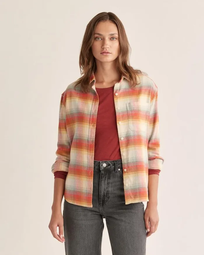 Women BOYFRIEND DOUBLEBRUSHED FLANNEL SHIRT Blueredwood Plaid Pendleton Shirts and Blouses