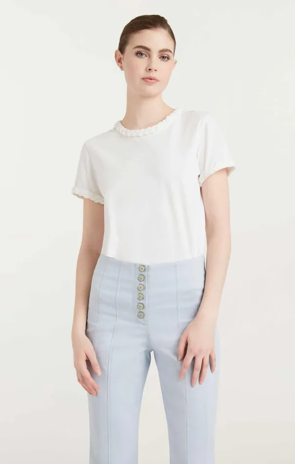 Women Braided Tee White Cinq Sept Tees