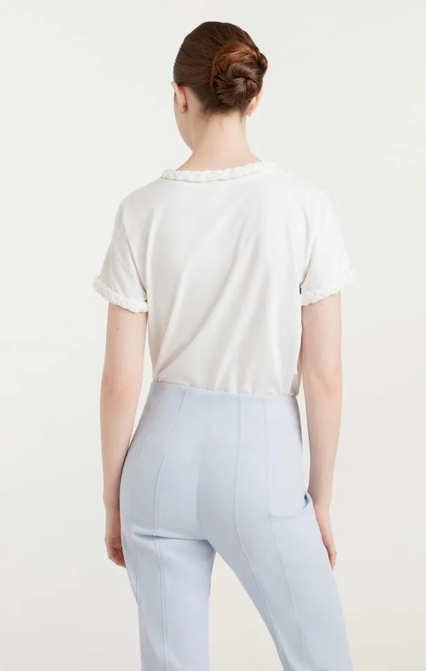 Women Braided Tee White Cinq Sept Tees