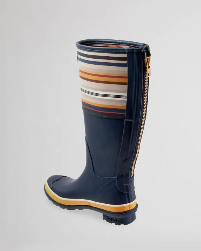 Women BRIDGER STRIPE TALL RAIN BOOTS Navy Pendleton Boots