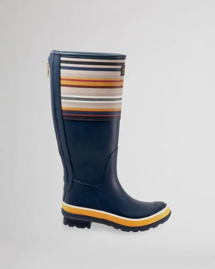 Women BRIDGER STRIPE TALL RAIN BOOTS Navy Pendleton Boots