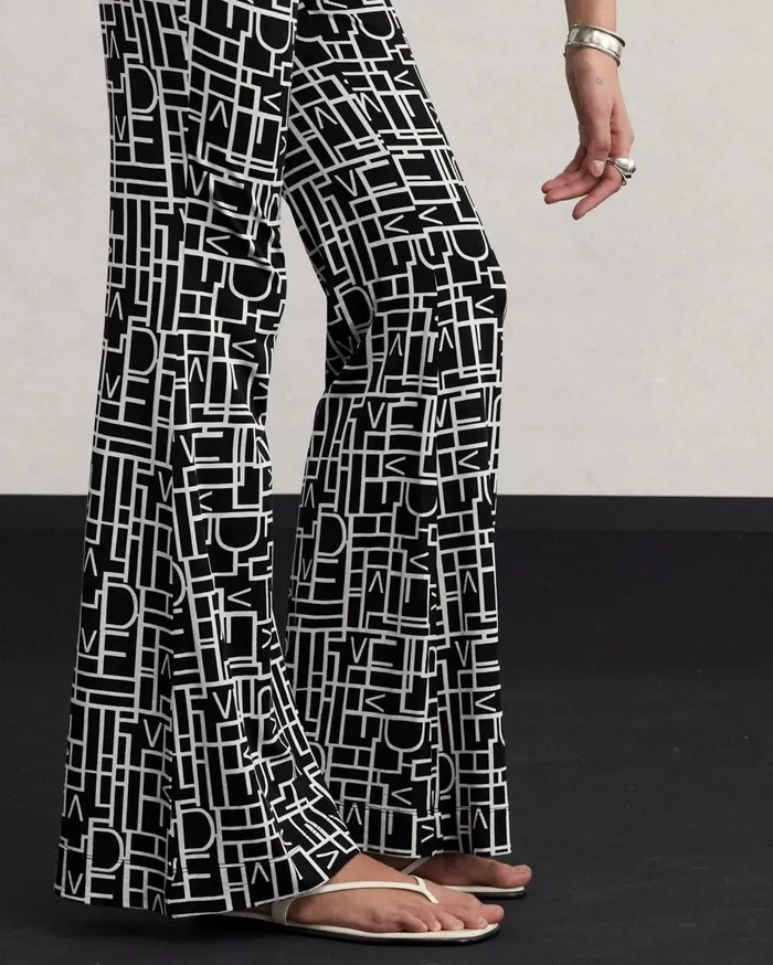 Women Brooklyn Pants Logo Love Black DVF Pants and Shorts