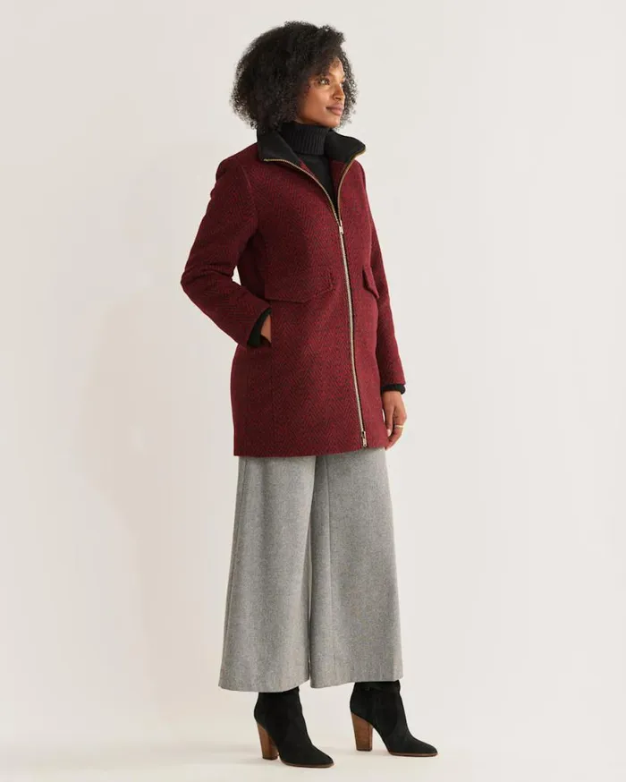 Women CAMDEN TOPPER COAT Redcharcoal Herringbone Pendleton Jackets and Coats