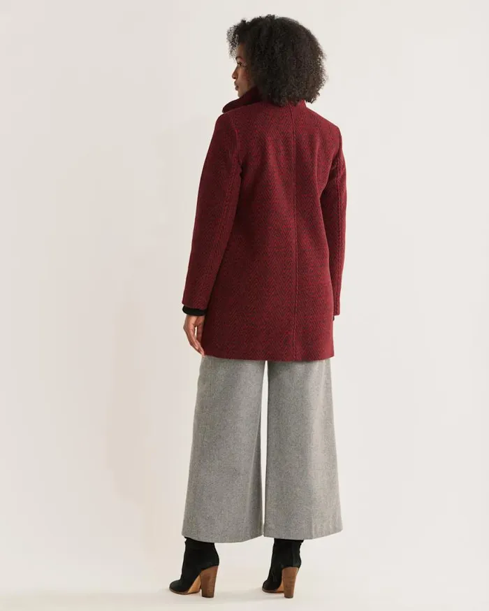 Women CAMDEN TOPPER COAT Redcharcoal Herringbone Pendleton Jackets and Coats