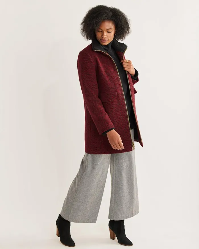 Women CAMDEN TOPPER COAT Redcharcoal Herringbone Pendleton Jackets and Coats