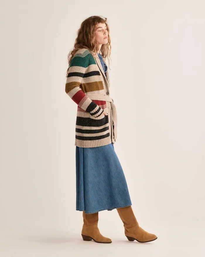 Women CAMP STRIPE CARDIGAN Ivory Stripe Multi Pendleton Sweaters