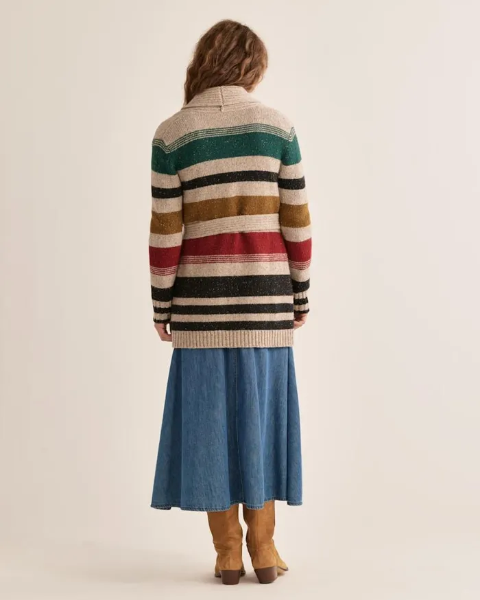 Women CAMP STRIPE CARDIGAN Ivory Stripe Multi Pendleton Sweaters