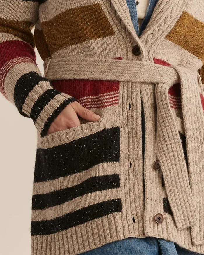 Women CAMP STRIPE CARDIGAN Ivory Stripe Multi Pendleton Sweaters