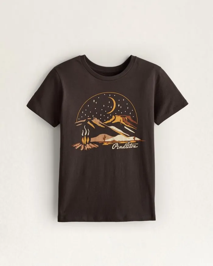 Women CAMPFIRE GRAPHIC TEE Vintage Black Pendleton Tees and Sweatshirts