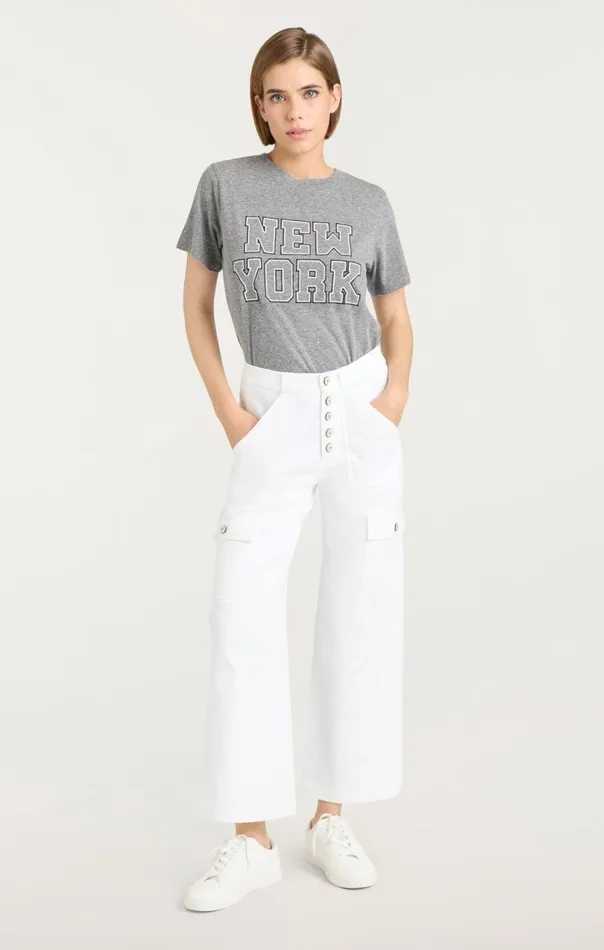 Women Chainstitch Paris New York Tee Heathergreywhite Cinq Sept Tees