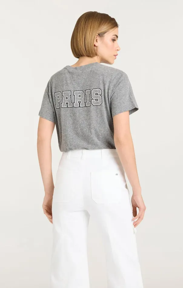 Women Chainstitch Paris New York Tee Heathergreywhite Cinq Sept Tees