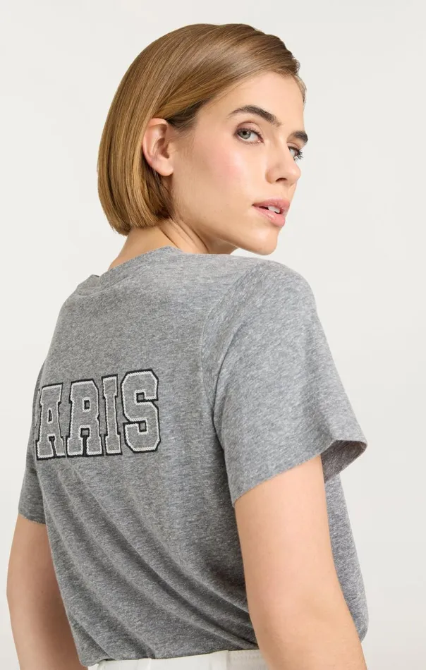 Women Chainstitch Paris New York Tee Heathergreywhite Cinq Sept Tees