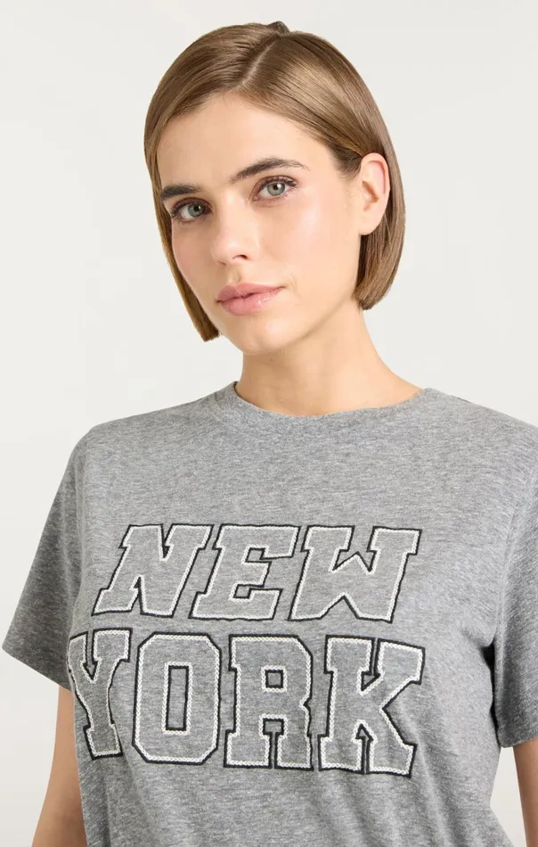 Women Chainstitch Paris New York Tee Heathergreywhite Cinq Sept Tees