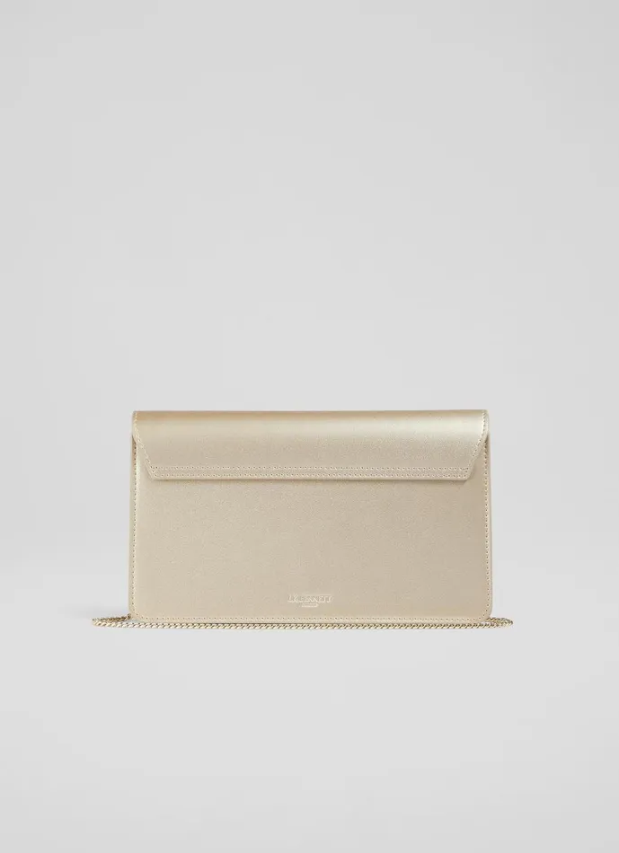Women Clutch Bags LKBennett Dolly Gold Leather Clutch Bag Women Clutch Bags LKBennett Dolly Gold Leather Clutch Bag