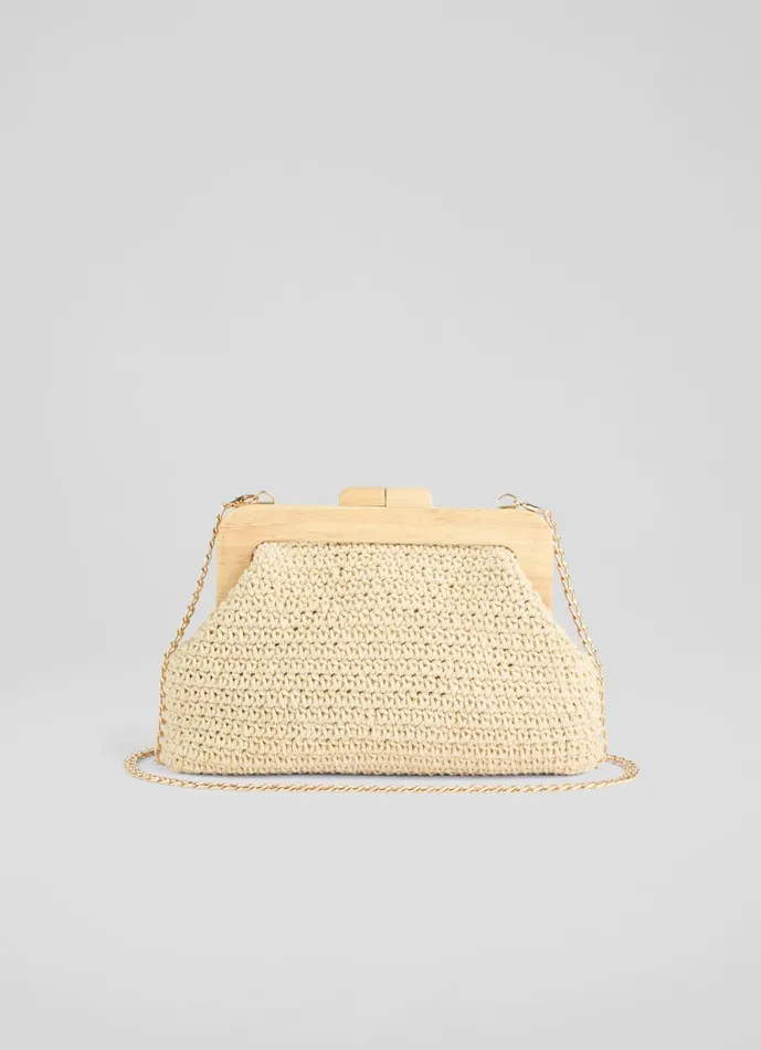 Women Clutch Bags LKBennett Litzy Gold Crochet Clutch Bag