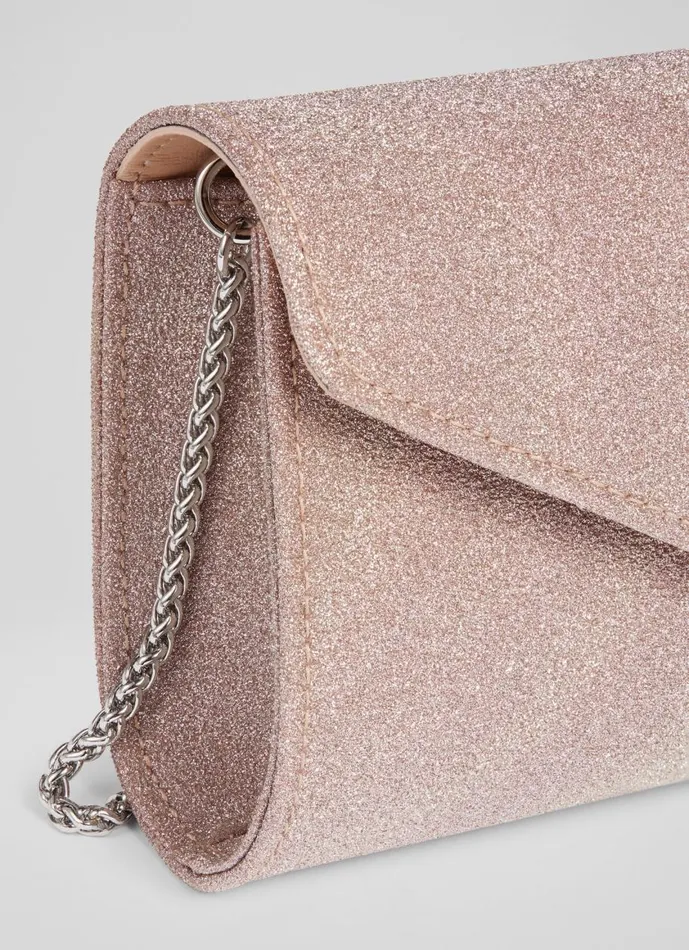 Women Clutch Bags LKBennett Lucille Rose Fine Glitter Clutch Bag Women Clutch Bags LKBennett Lucille Rose Fine Glitter Clutch Bag