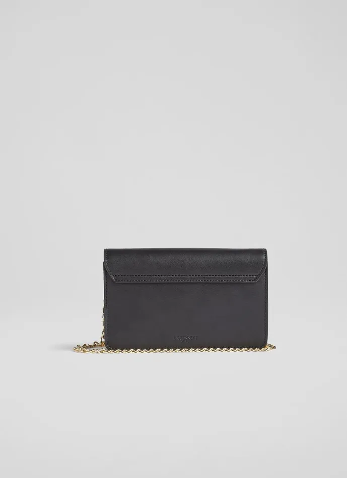 Women Clutch Bags LKBennett Otto Black Vegan Leather Shoulder Bag