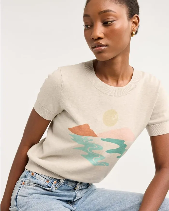 Women COASTAL SUNSET COTTON PULLOVER Driftwood Multi Pendleton Sweaters