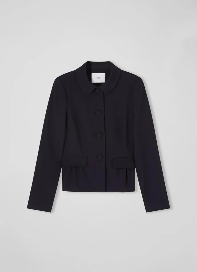 Women Coats and Jackets LKBennett Nolan Navy Peplum Jacket Midnight