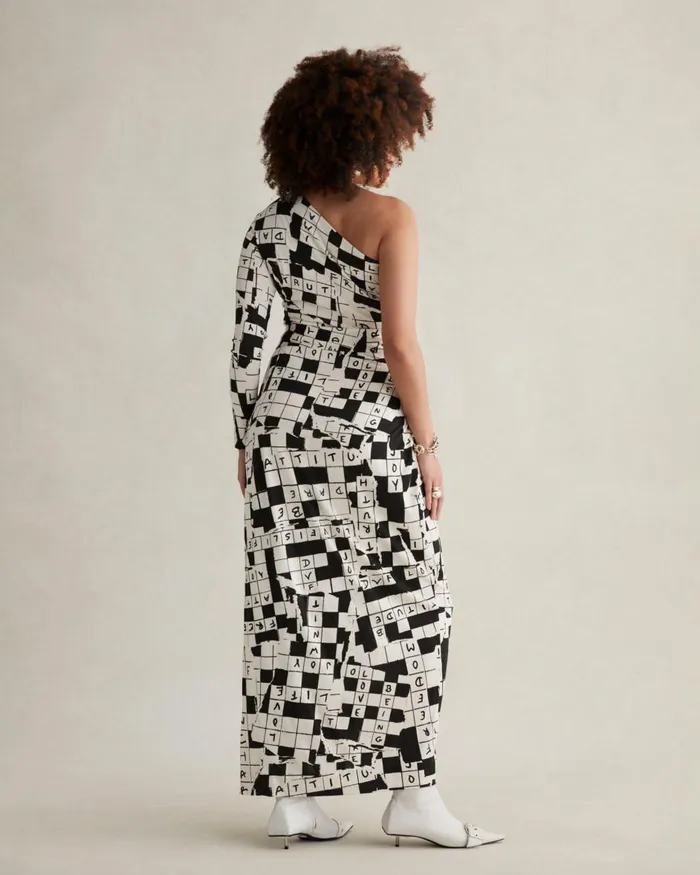 Women Coco Silk Jersey Dress Dvf 50th Crossword Ivory DVF Dresses