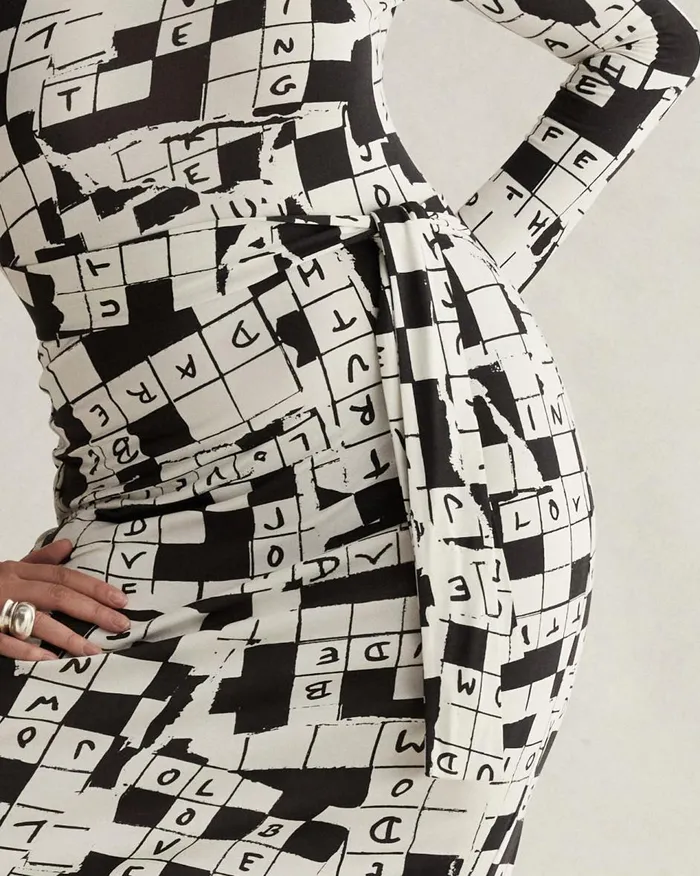 Women Coco Silk Jersey Dress Dvf 50th Crossword Ivory DVF Dresses